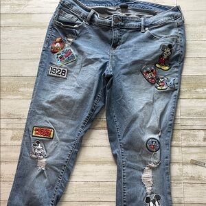 Disney Blue Distressed Jeans with Mickey Mouse Accents